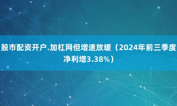 股市配资开户.加杠网但增速放缓（2024年前三季度净利增3.38%）